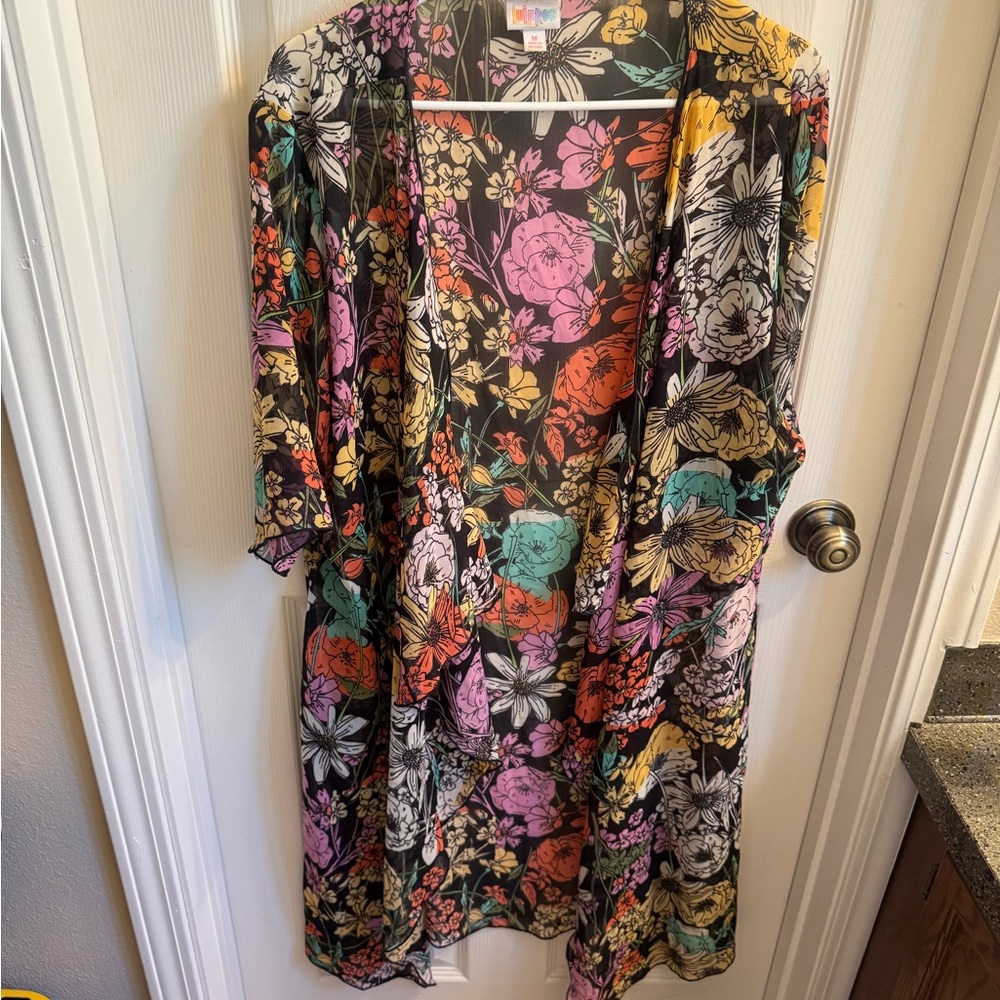 LuLaRoe Black Floral Kimono